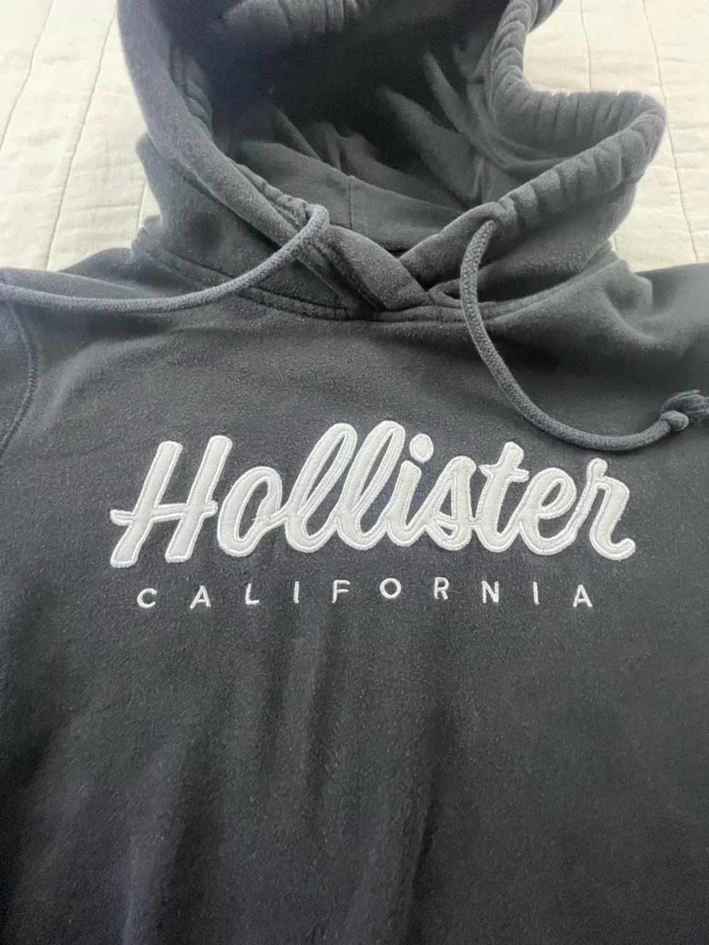 Hollister Black Pullover Hoodie with White Logo medium
